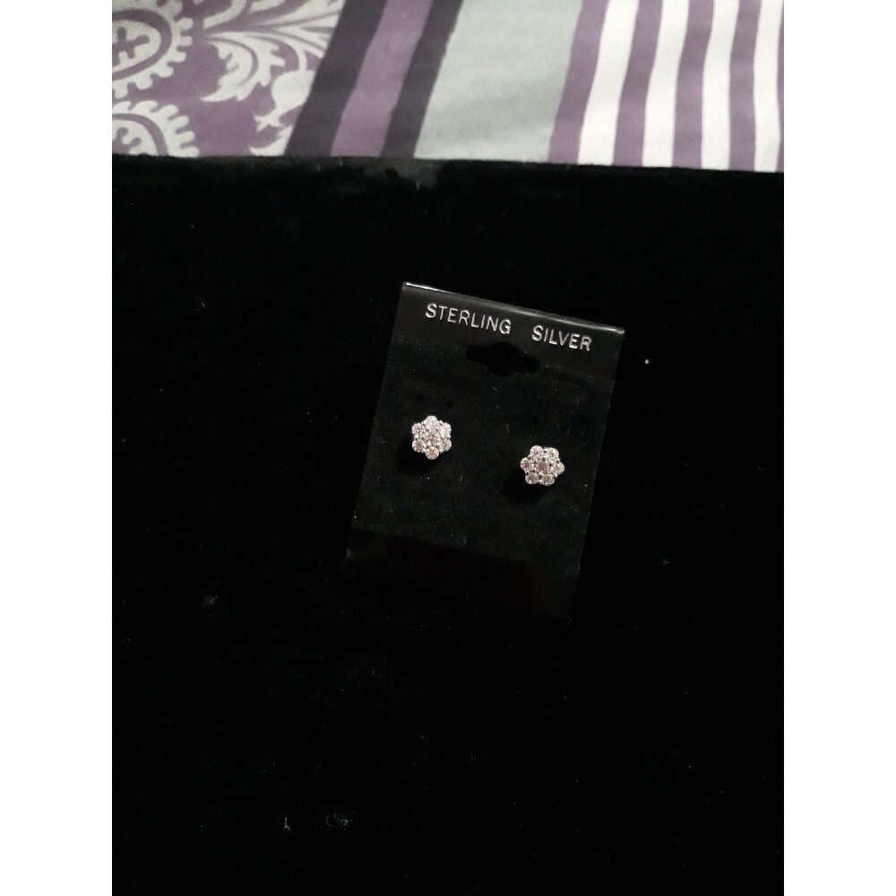 Sterling Silver cluster earrings 6mm cz